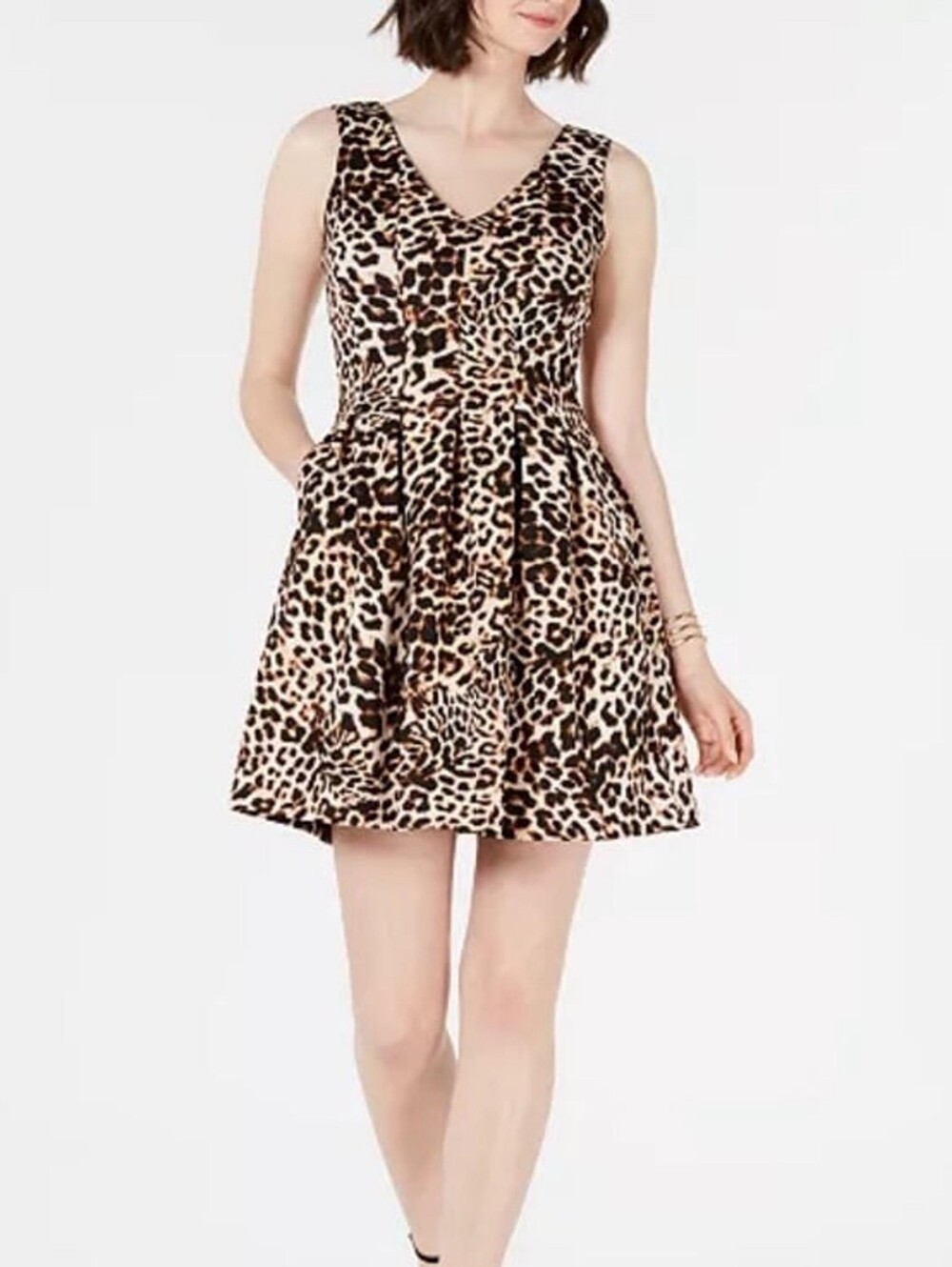 New Vince Camuto Leopard Print Mini Dress Sz 12 NWOT Cheetah Animal Print